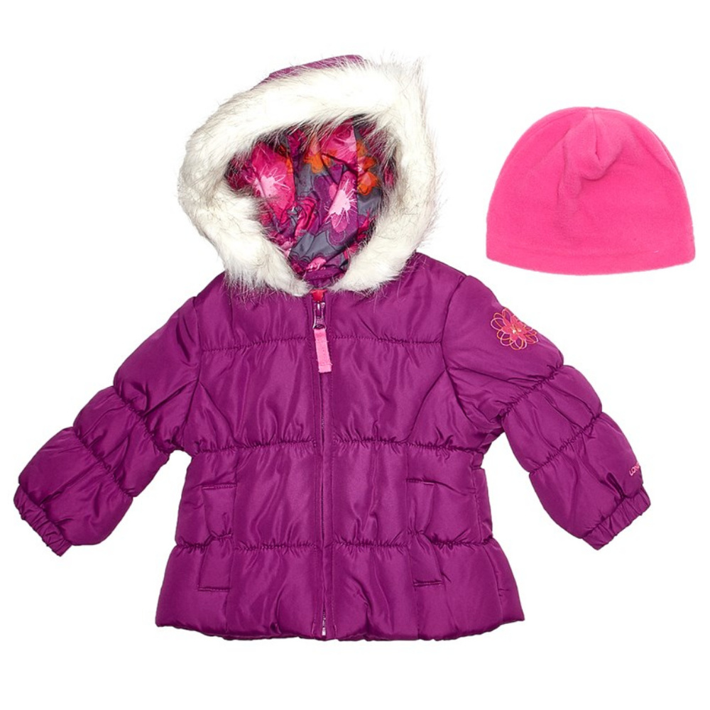 London Fog Puffer with Faux Fur Hood Size 12months